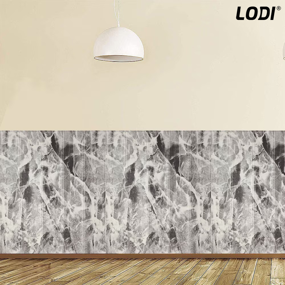 Set Tapet Panou 3D Lodi98, Model Marmura, suprafata acoperire 4.9 mp, autoadeziv, waterproof, usor de montat, design modern, 70x70 cm, gri