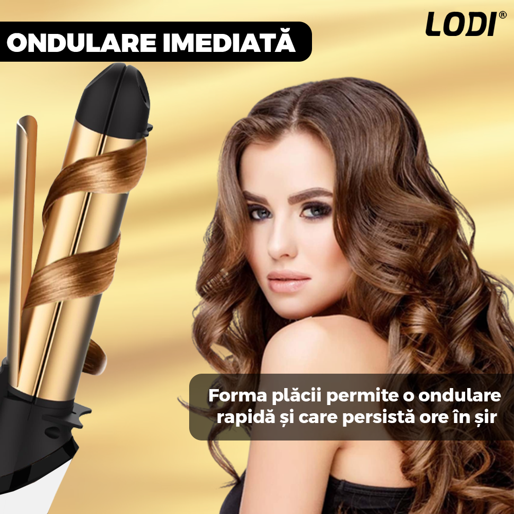 Placa Profesionala de Par 2 in 1 Lodi465, intindere si ondulare par, invelis ceramic, easy lock , par umed si uscat, 210°, alb
