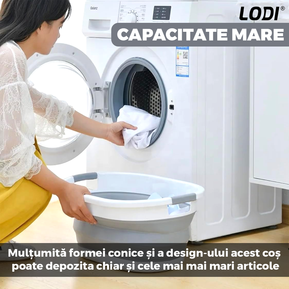 Cos de Rufe Pliabil Lodi676, organizare si depozitare, multiafunctional, compact, 24 litri, 53 x 38 x 24 cm, gri