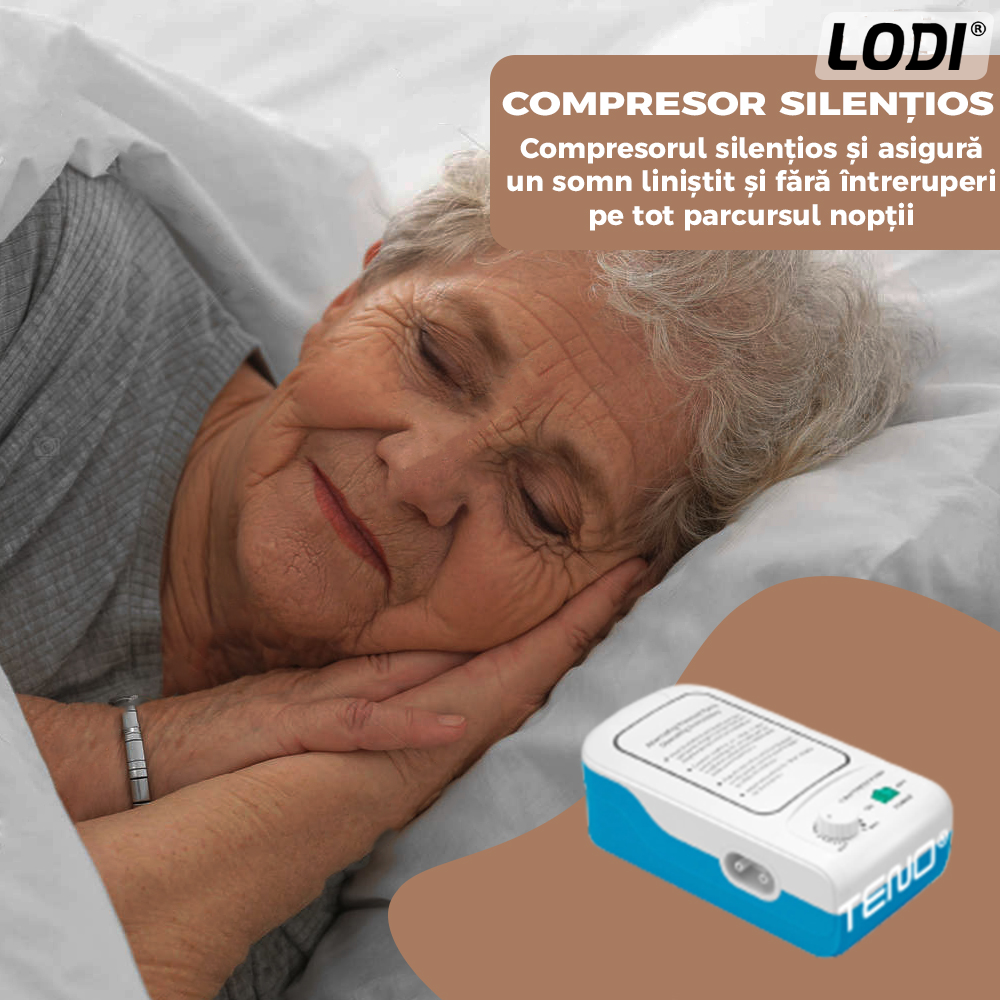 Saltea Antiescara Cu Compresor Lodi138, profesionala, sistem antiescare, universala, reduce durerile, marime 200/90cm, bej