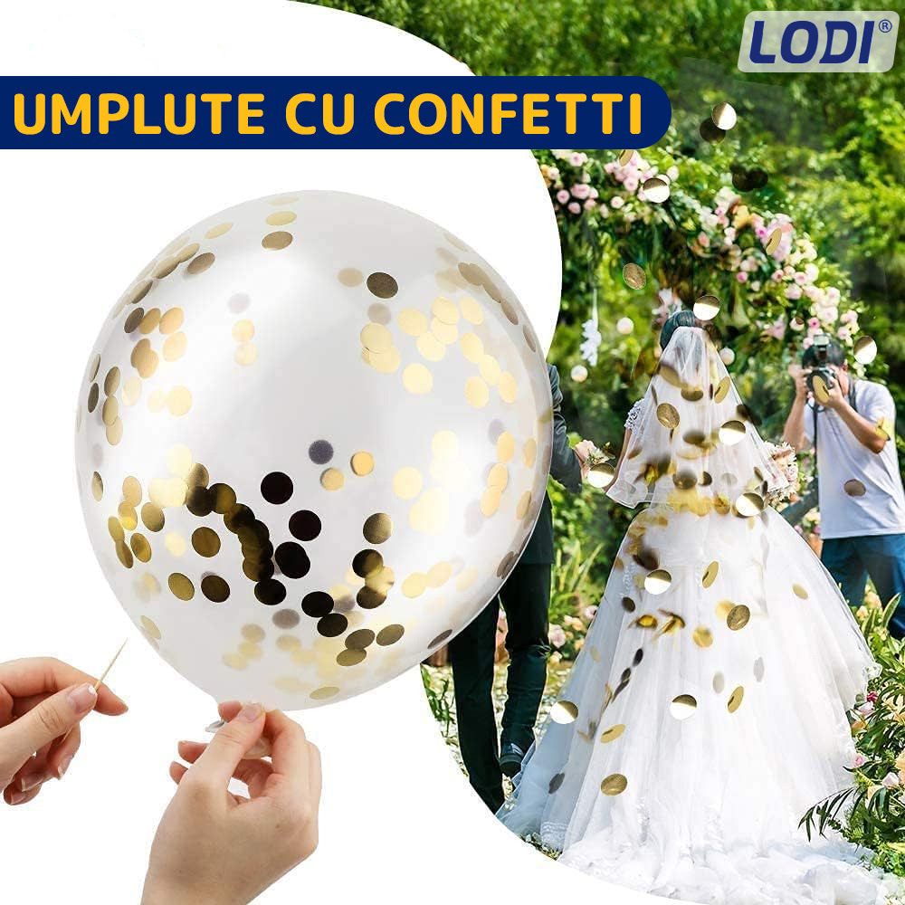 Set 10 Baloane Lodi257, Confeti, pentru Petreceri/Aniversari/Evenimente, o singura dimensiune, 2 culori, latex, albastru/auriu
