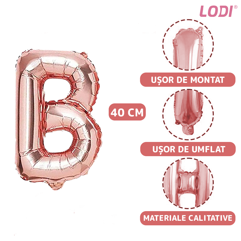 Set 9 Baloane Lodi719, Litere, pentru Petreceri/Aniversari/Evenimente, model BRIDE TO BE, rose gold