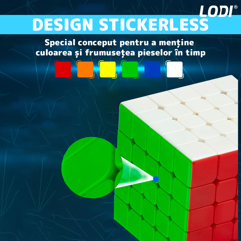 Cub Rubik Magic Cube Magnetic Lodi366, speed puzzle, stickerless, dezvoltarea inteligentei, 5x5x5, multicolor