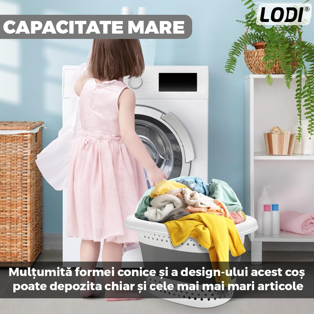 Cos de Rufe Pliabil Mic cu Manere Lodi943, organizare si depozitare, multifunctional, compact, 30 litri, 42 x 32 x 28 cm, gri