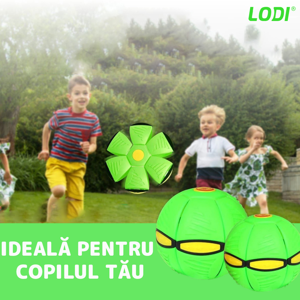 Minge Zburatoare Transformabila in Disc Frisbee Lodi355, 2 moduri de joaca, 23 cm, verde
