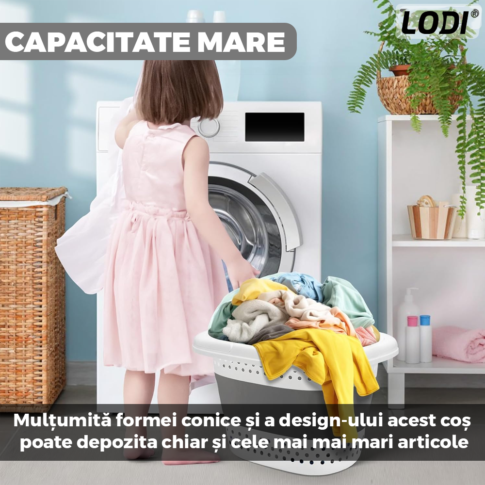 Cos de Rufe Pliabil cu Manere Lodi668, organizare si depozitare, multifunctional, compact, 42 litri, 50 x 38 x 29 cm, gri