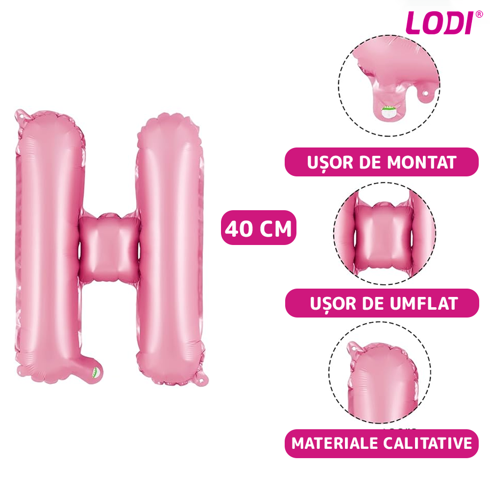 Set 13 Baloane Lodi716, Litere, pentru Petreceri/Aniversari/Evenimente, model HAPPY BIRTHDAY, rose