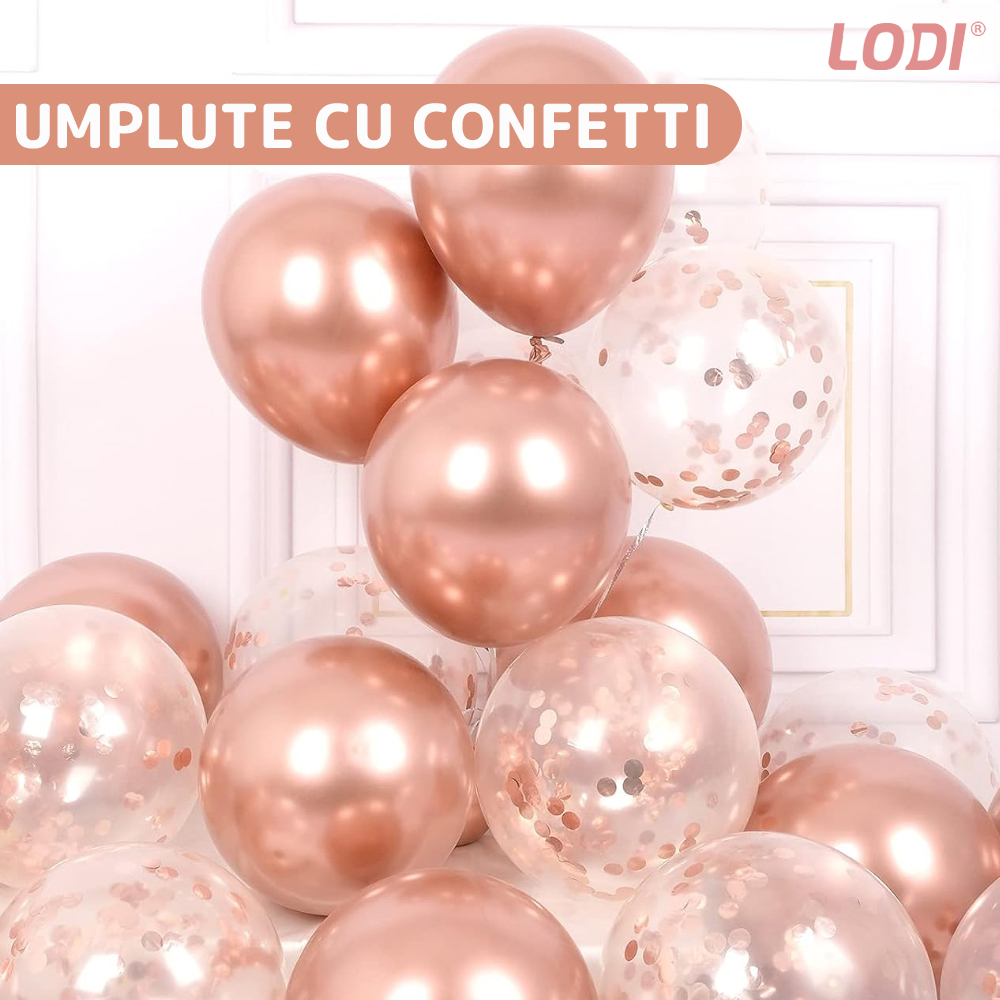 Set 15 Baloane Lodi262, Confeti, pentru Petreceri/Aniversari/Evenimente, o singura dimensiune, 3 culori, latex, roz/alb/transparent