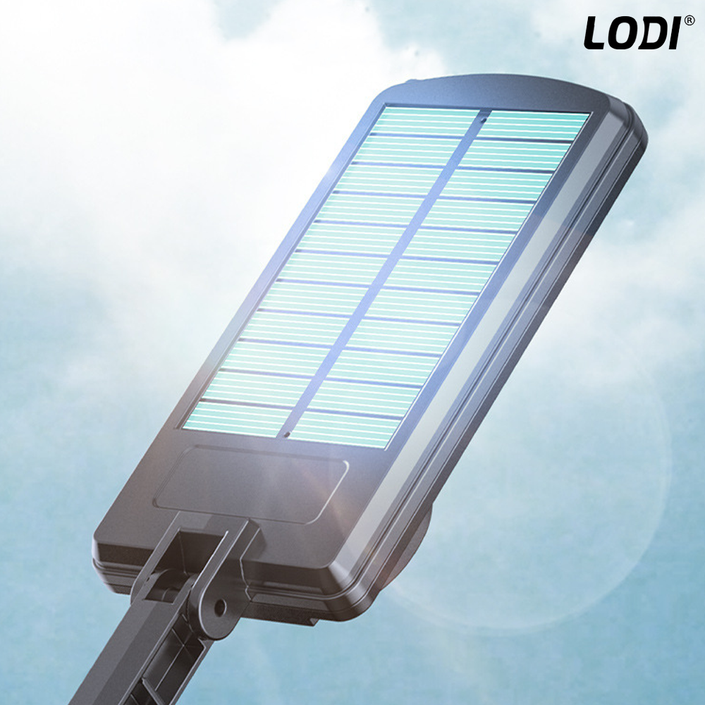 Lampa Solara Stradala 8 LED-uri Lodi880, control prin telecomanda, senzor de miscare, 3 moduri de iluminare, protectie IP65, Waterproof, exterior, negru