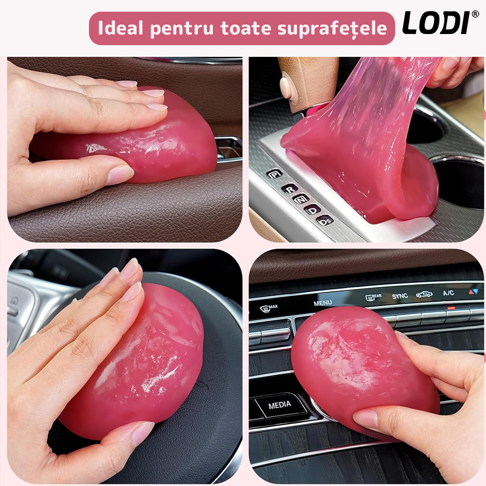 Slime pentru Curatat Spatii Greu Accesibile Lodi316, Super Clean, interior auto, tastatura, uz casnic, roz