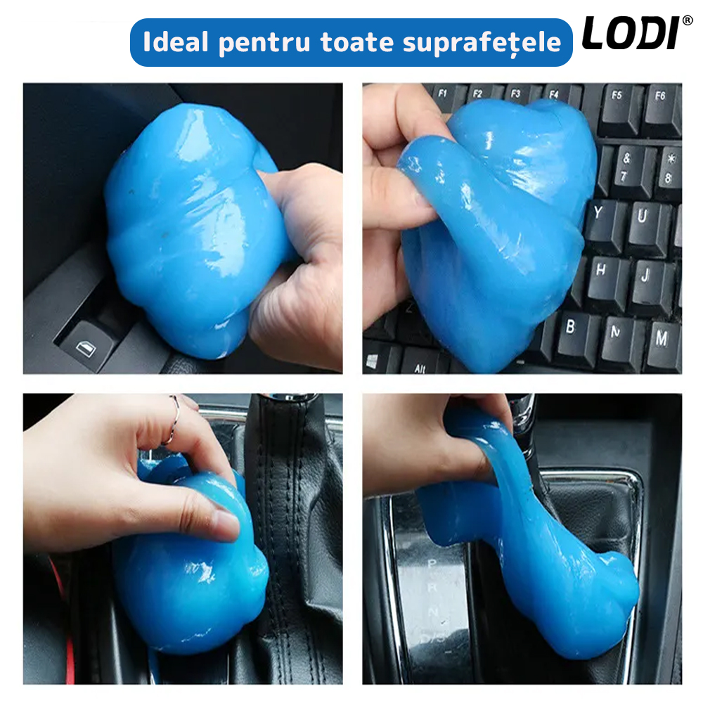 Slime pentru Curatat Spatii Greu Accesibile Lodi315, Super Clean, interior auto, tastatura, uz casnic, albastru