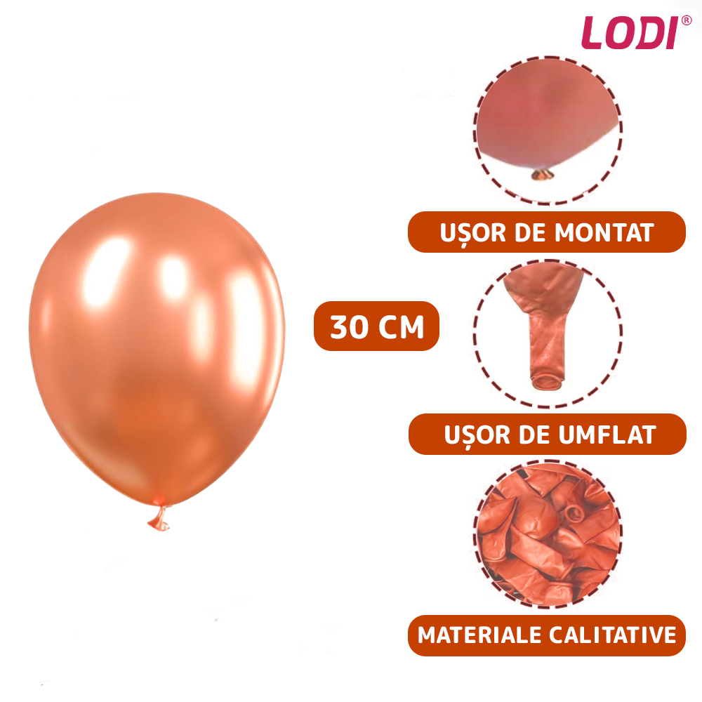 Set 25 Baloane Lodi722, pentru Petreceri/Aniversari/Evenimente, o singura dimensiune, latex, somon