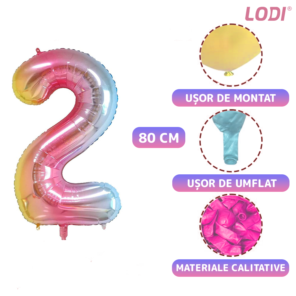 Set 14 Baloane CIfra 2 Lodi729, coroana, balon pastelat, pentru Petreceri/Aniversari/Evenimente, mai multe dimensiuni, latex, multicolor