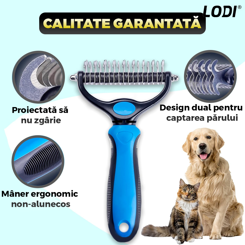 Kit pentru Ingrijire Animale Premium Lodi1011, 4 accesorii, manusi pentru animale, perie cu zimti, perie pentru scame, perie de lemn, usor de utilizat, durabile, calitative