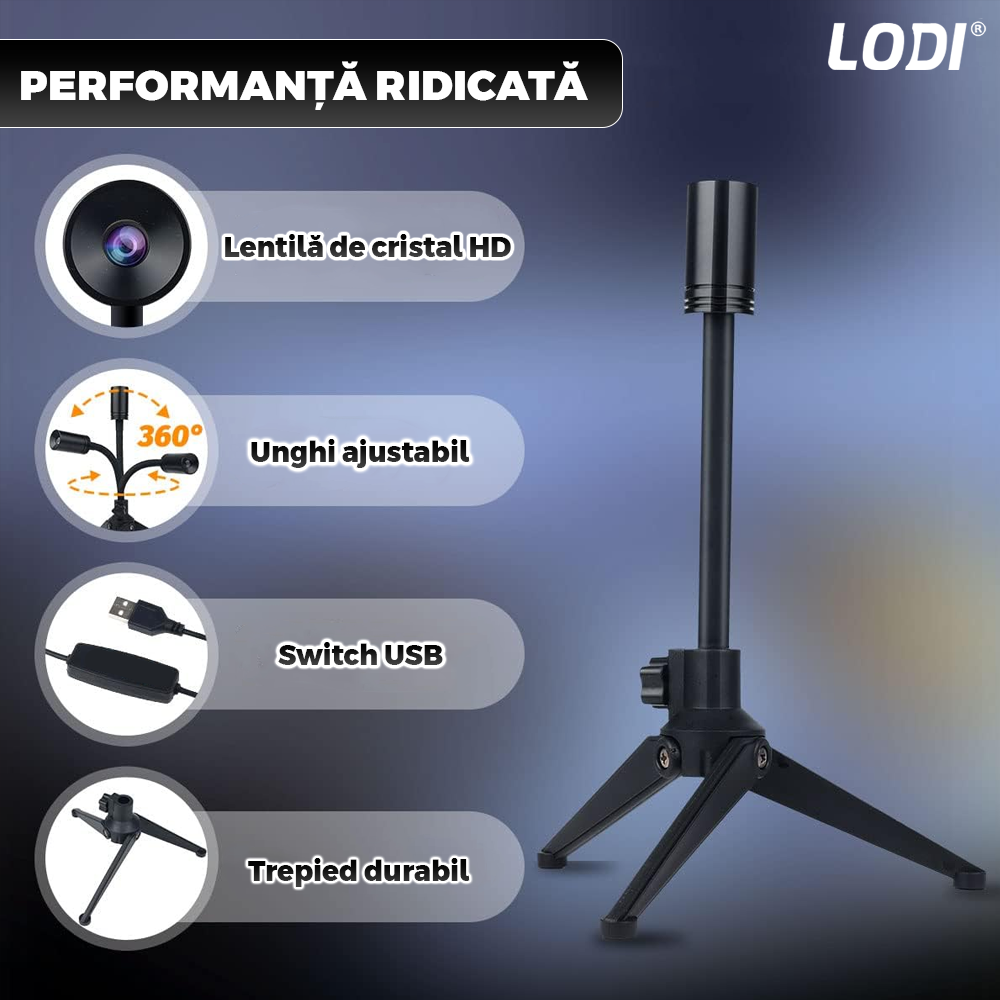 Mini Proiector Lodi1452, proiecție Luna/Pamant, trepied stabil si ajustabil, rotire 360 de grade, lentila HD, luminozitate ridicata, conectivitate USB, negru