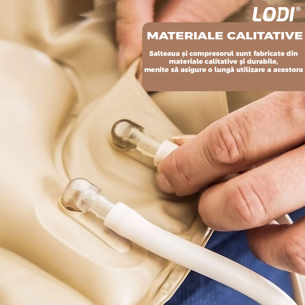 Saltea Antiescara Cu Compresor Lodi138, profesionala, sistem antiescare, universala, reduce durerile, marime 200/90cm, bej