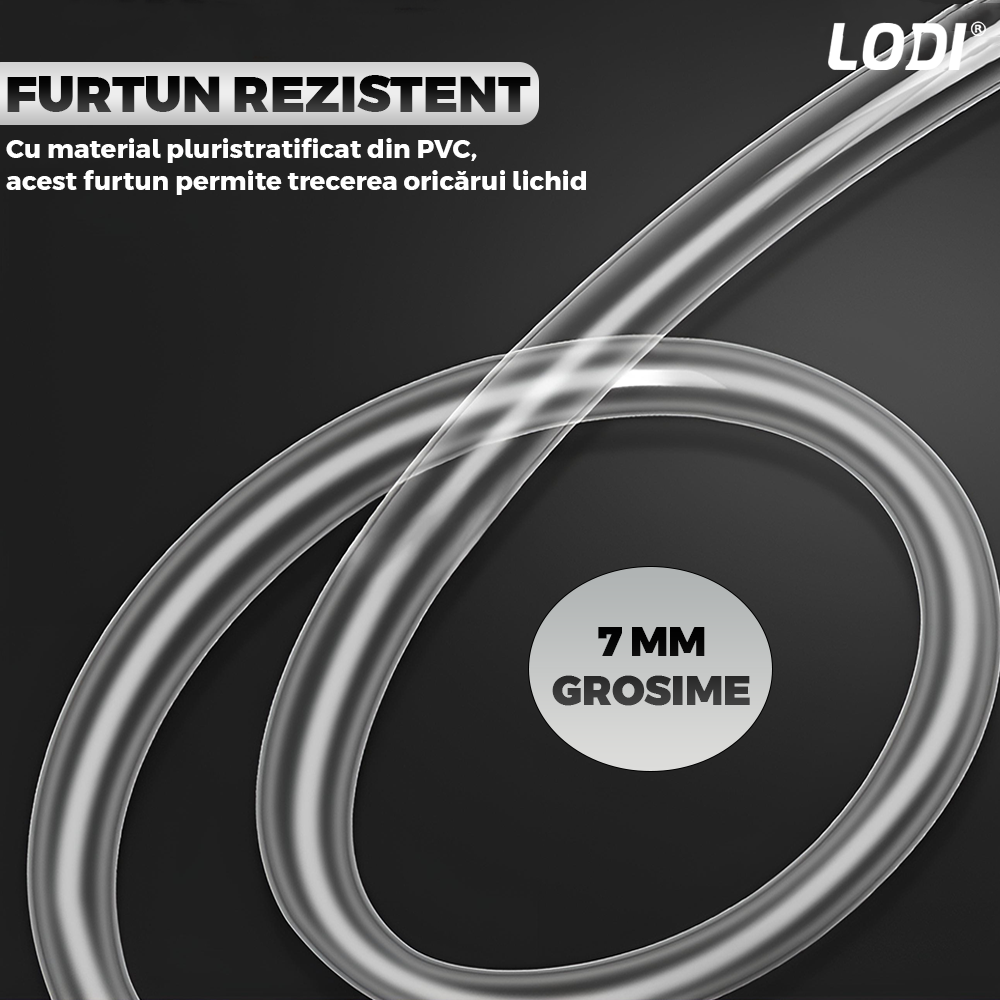 Pompa Manuala pentru Transfer Lichide Lodi995, cleme prindere, tip sifon, furtun 1, 5m lungime, anti-scurgere, materiale calitative, negru-alb