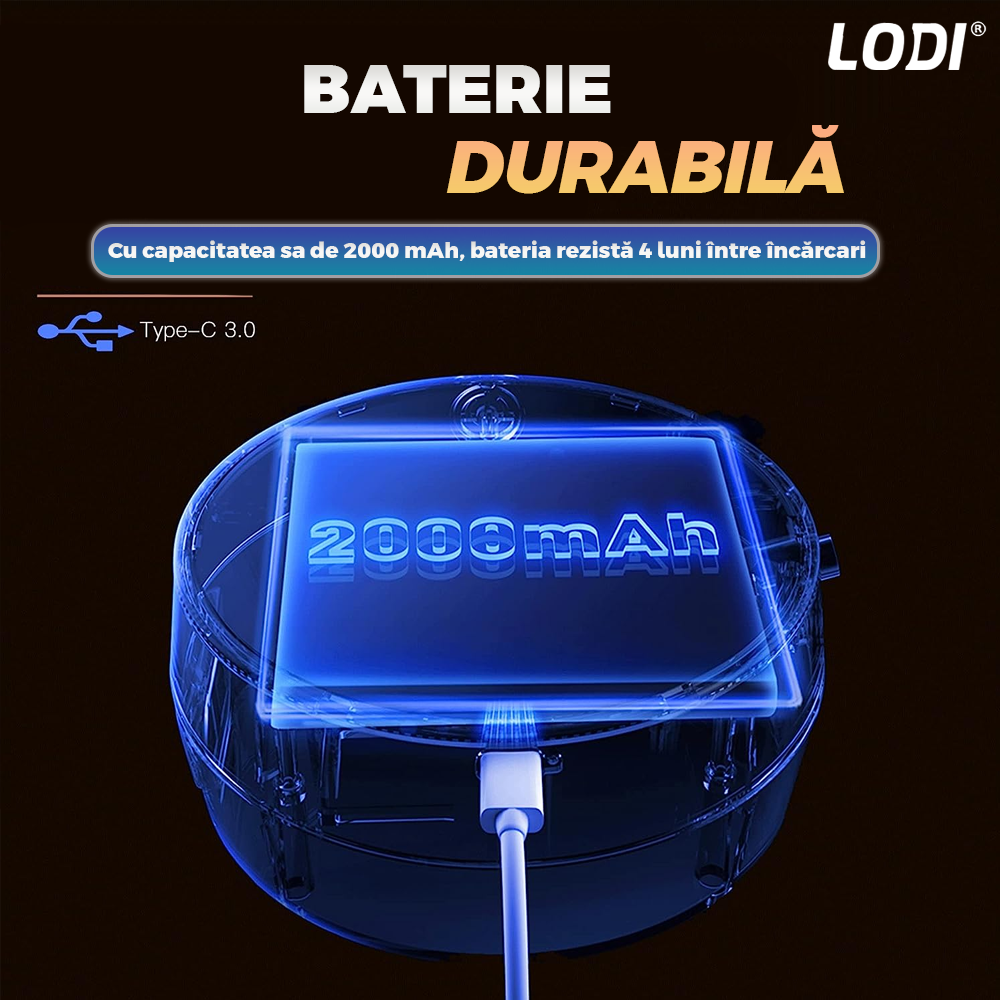 Dozator Automat pentru Sapun Lodi1217, spuma sau lichid, afisaj digital, 3 trepte de dozare, senzor inteligent de miscare, baterie reincarcabila, montare adeziva pe perete, alb/negru