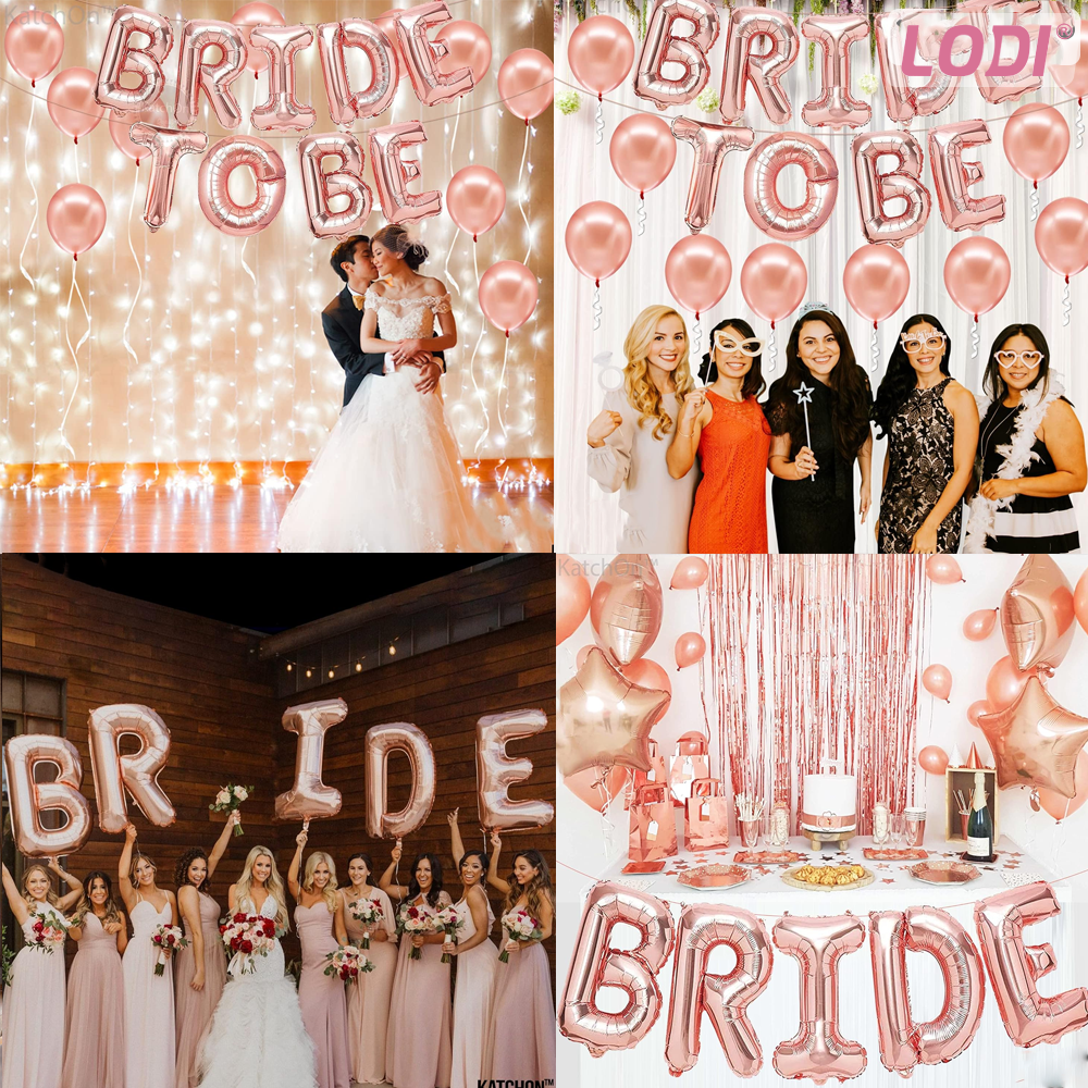 Set 9 Baloane Lodi719, Litere, pentru Petreceri/Aniversari/Evenimente, model BRIDE TO BE, rose gold