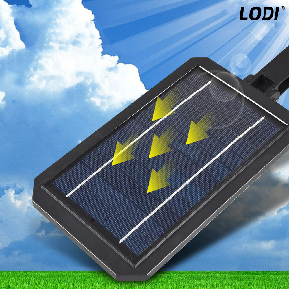 Lampa Solara Stradala 6 LED-uri Lodi864, tip bec, control prin telecomanda, senzor de miscare, 3 moduri de iluminare, protectie IP65, Waterproof, exterior, negru