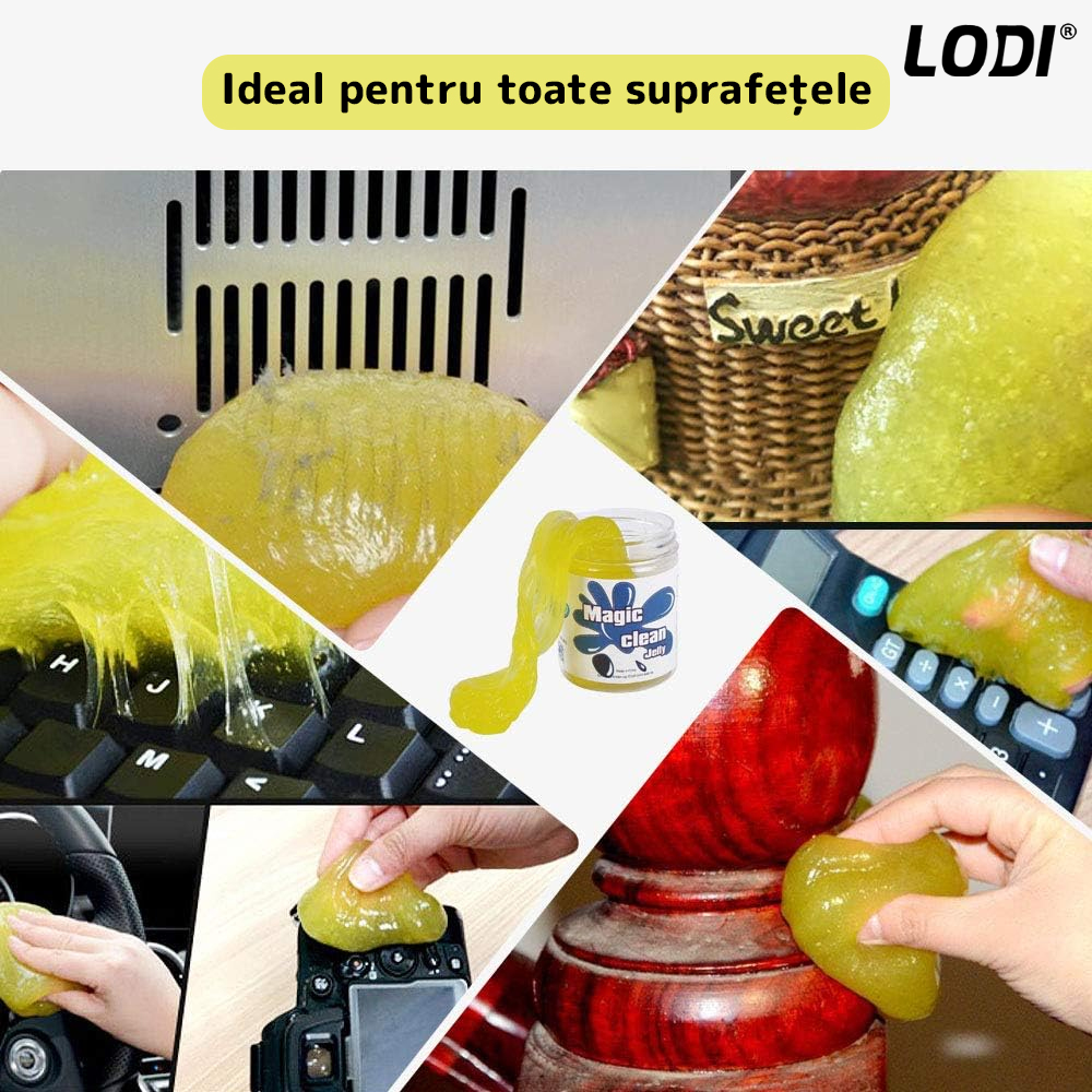 Slime pentru Curatat Spatii Greu Accesibile Lodi313, Super Clean, interior auto, tastatura, uz casnic, galben