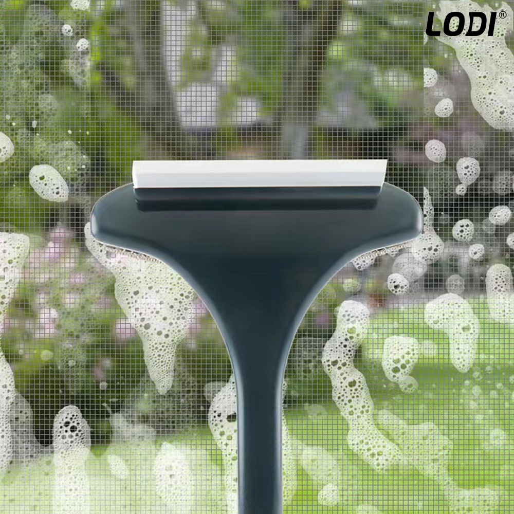 Stergator 2 in 1 Lodi1092, design dual cu laveta si racleta, maner detasabil, curatare si lustruire, ideal pentru toate tipurile de suprafete, gri/galben