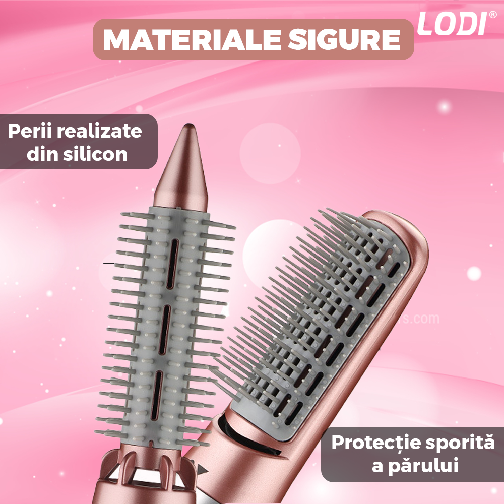 Uscator Par 7 in 1 Lodi547, aparat multifunctional coafare si uscare, 6 accesorii incluse, 2200W, roz perlat