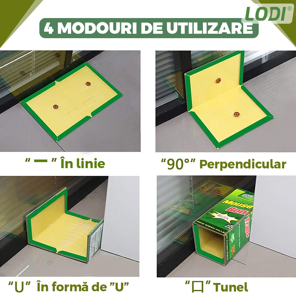 Set 50 x Capcane cu Lipici pentru Sobolani Lodi996, soareci, insecte, daunatori, din carton, tip carte, adeziv puternic, fara miros, reutilizabile, pentru exterior/interior, non-toxice, verde