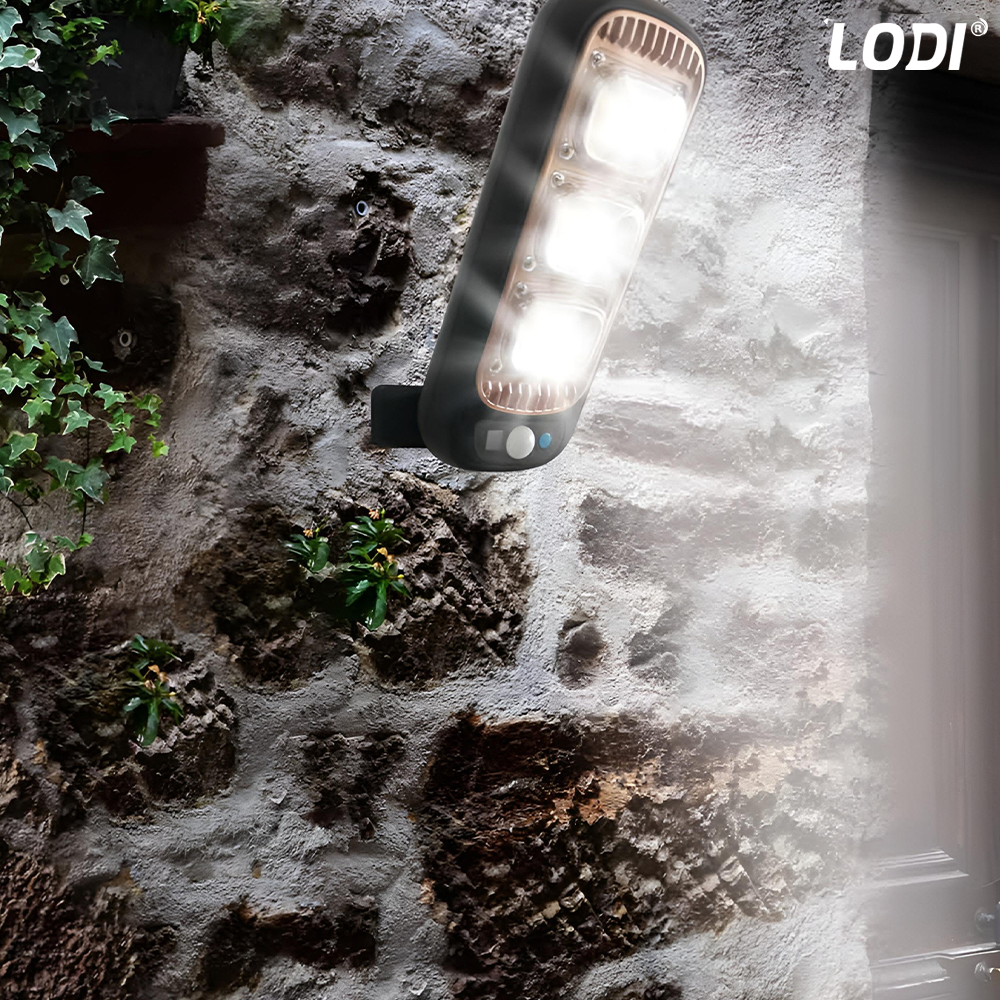 Lampa Solara Stradala 72 LED-uri Lodi883, control prin telecomanda, senzor de miscare, 3 moduri de iluminare, protectie IP65, Waterproof, exterior, negru