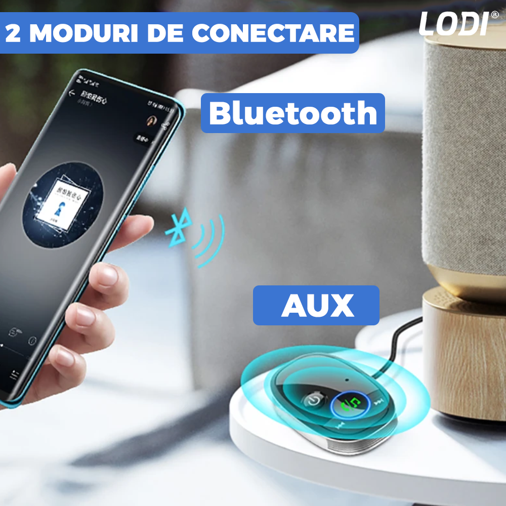 Modulator FM Lodi538 Bluetooth 5.0, hands-free, adaptor Aux, 2 moduri de conectare, led indicator, super portabil, negru