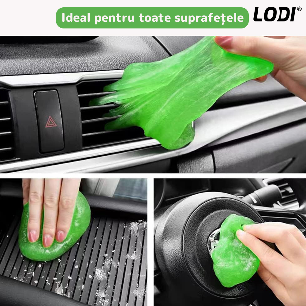 Slime pentru Curatat Spatii Greu Accesibile Lodi314, Super Clean, interior auto, tastatura, uz casnic, verde