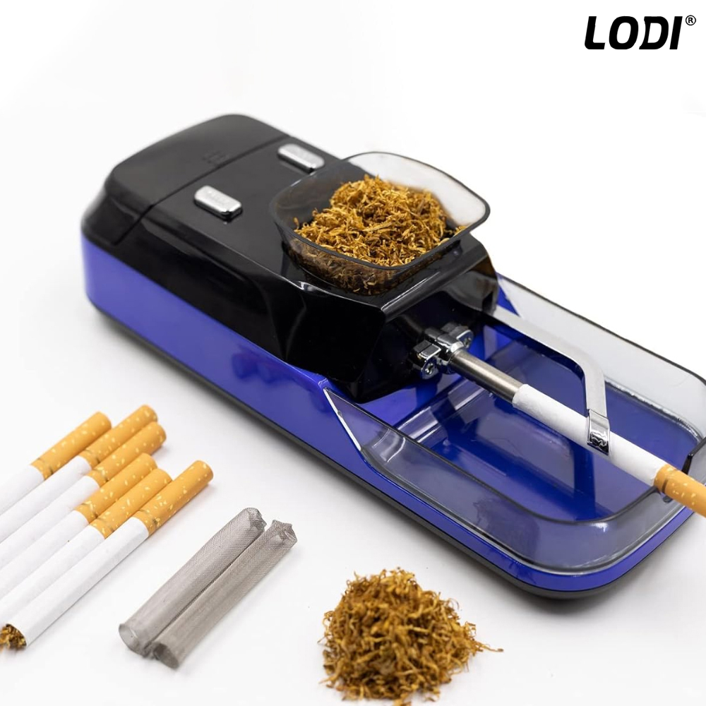 Aparat Electric de Facut Tigari Lodi282, injector tutun, ergonomic, accesorii incluse, dimensiune standard, albastru