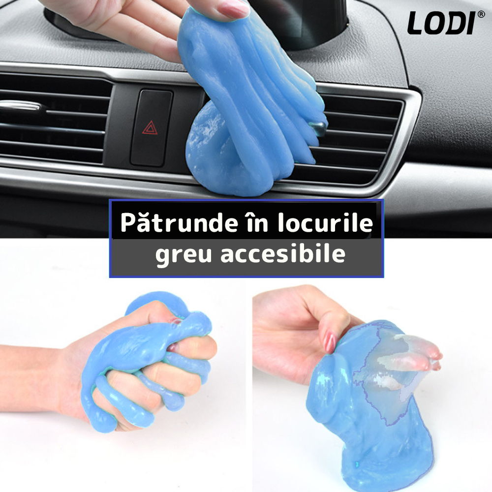 Slime pentru Curatat Spatii Greu Accesibile Lodi315, Super Clean, interior auto, tastatura, uz casnic, albastru