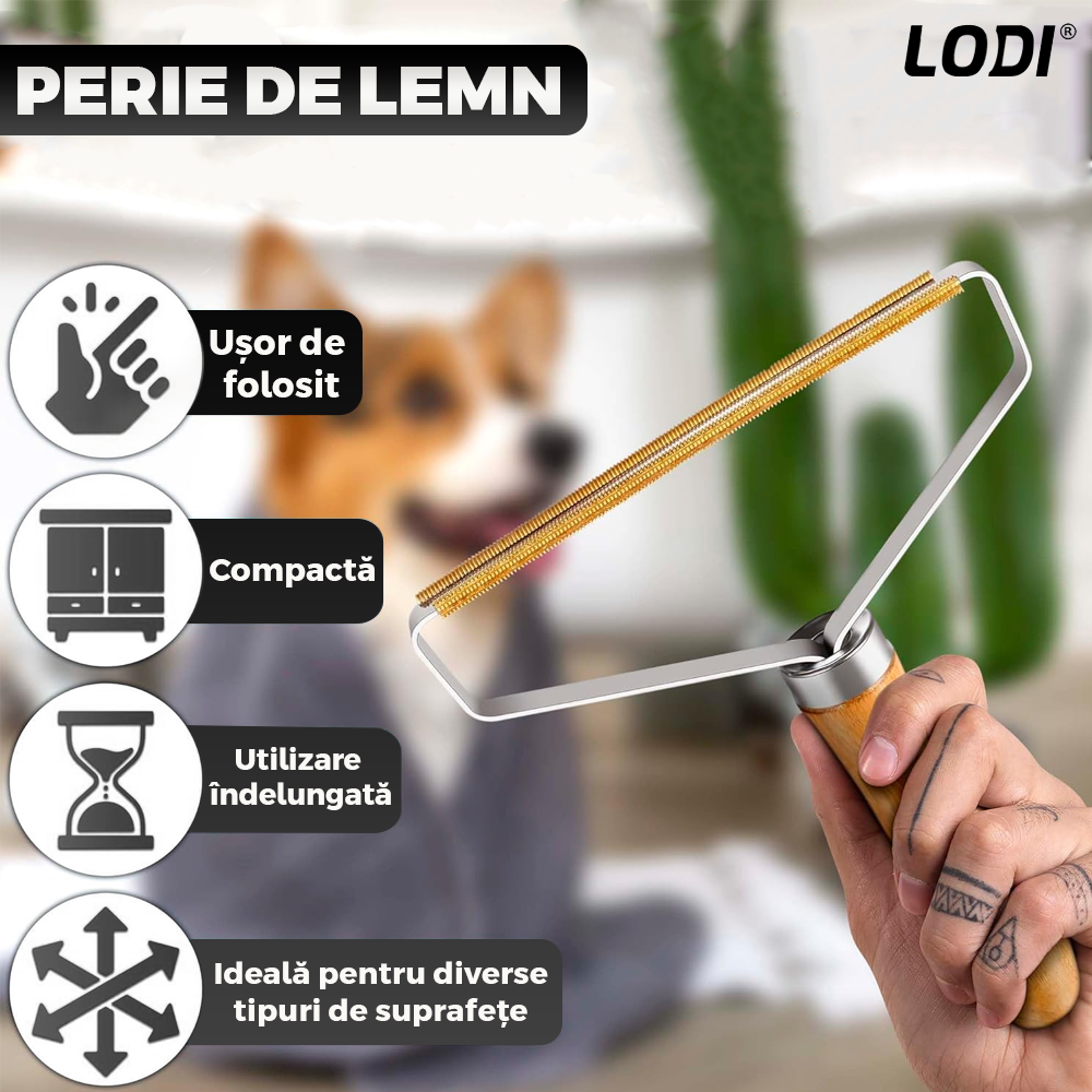 Kit pentru Ingrijire Animale Standard Lodi1010, 3 accesorii, perie cu zimti, perie pentru scame, perie de lemn, usor de utilizat, durabile, calitative