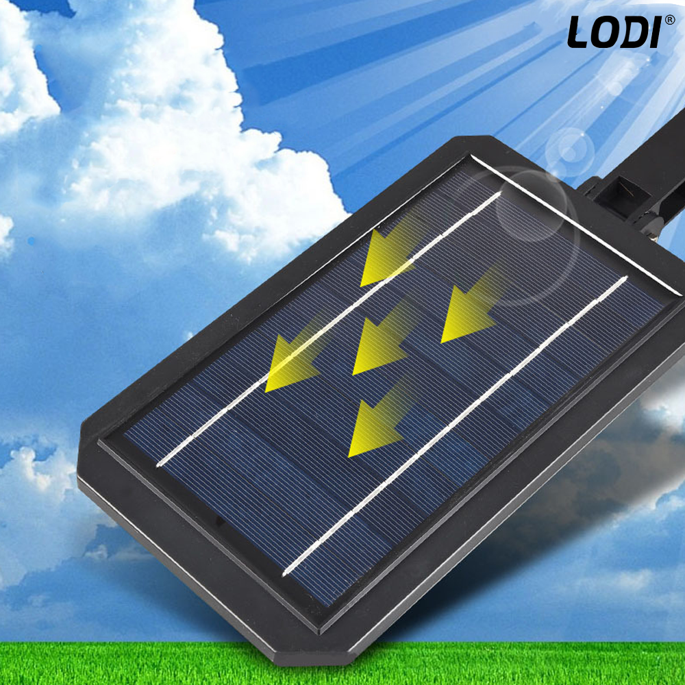 Lampa Solara Stradala 8 LED-uri Lodi865, tip bec, control prin telecomanda, senzor de miscare, 3 moduri de iluminare, protectie IP65, Waterproof, exterior, negru