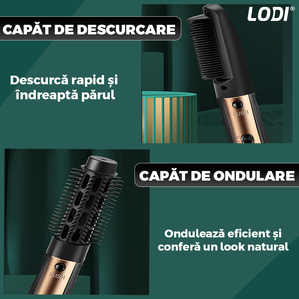 Uscator Profesional de Par 3 in 1 Lodi998, aparat multifunctional coafare si uscare, 3 accesorii incluse, 1000W, gri