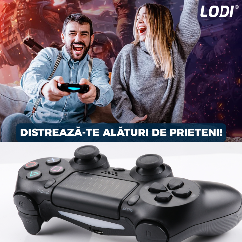 Controller Wireless DoubleShock Lodi540, compatibil cu PS4, joystick-uri analog, vibratie dubla, baterie performanta, negru