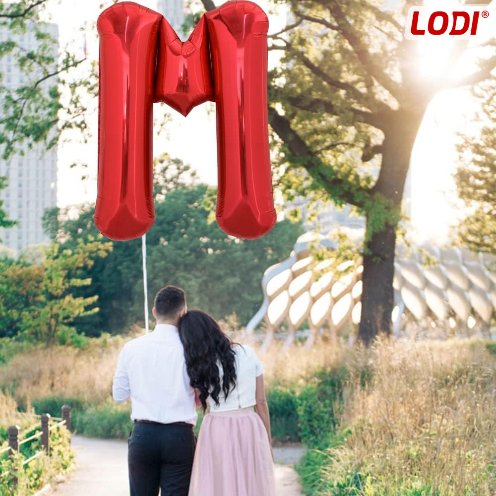 Balon in Forma de Litera M Lodi1476, metalizat, pentru Petreceri/Aniversari/Evenimente, rezistent, folie, rosu, 40 cm
