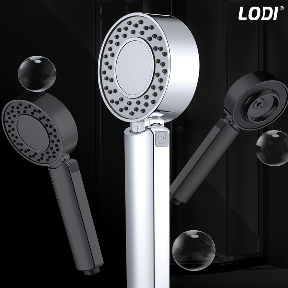 Para de Dus Dubla Lodi1507, recipient de sapun incorporat, 2 moduri de utilizare, mod presiune ridicata, mod spa, usor de utilizat, operare fara butoane, gri