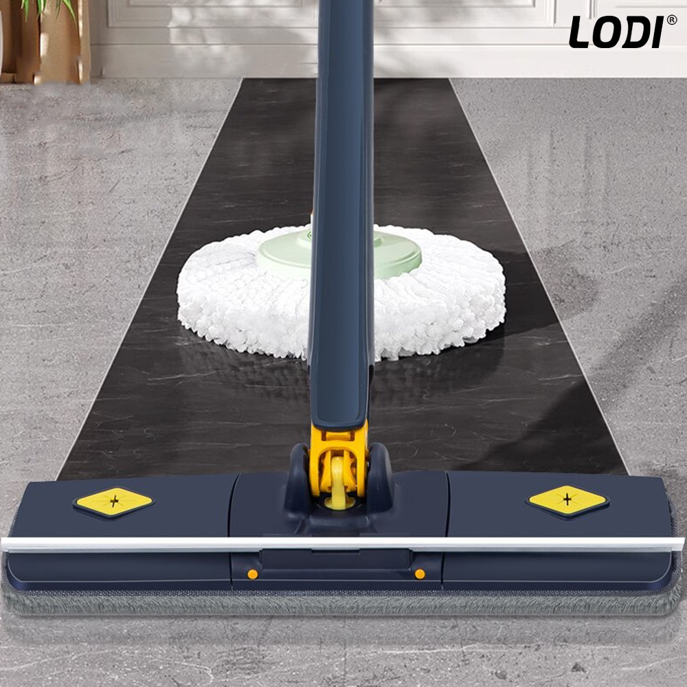 Mop cu Cap Dreptunghiular Lodi1162, rotire 360 grade, telescopic, curatare usoara, 105 cm, albastru/galben