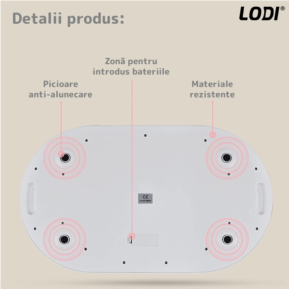 Cantar Electronic cu Display LCD Lodi1, precizie la nivel de gram, greutate max 20KG, design ergonomic, ultra slim, alb