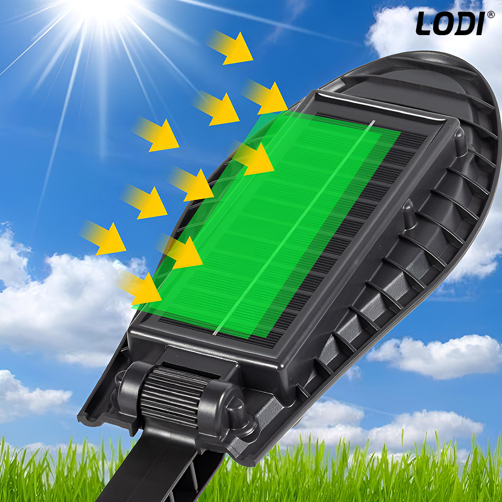 Lampa Solara Stradala 42 LED-uri Lodi868, rotunda, control prin telecomanda, senzor de miscare, 3 moduri de iluminare, protectie IP65, Waterproof, exterior, negru
