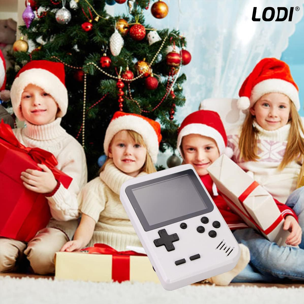 Mini Consola Jocuri Retro Game Box Lodi1503, SR-90, 400 in 1, maneta 2nd player inclusa, rotita volum, portabila, cablu AV, incarcare USB-MINI, autonomie ridicata, 11x8 cm, alb