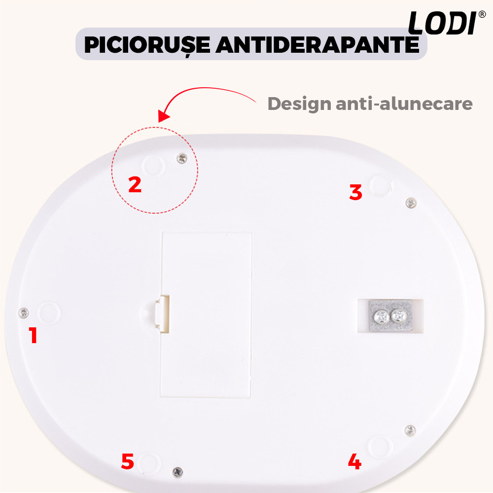 Cantar Electronic de Bucatarie Lodi646, bol inclus, capacitate maxima 5 kg, acuratete 1 g, afisaj digital, resetare la pornire, 3 unitati de masura, functionare cu baterii 2 x AA, alb