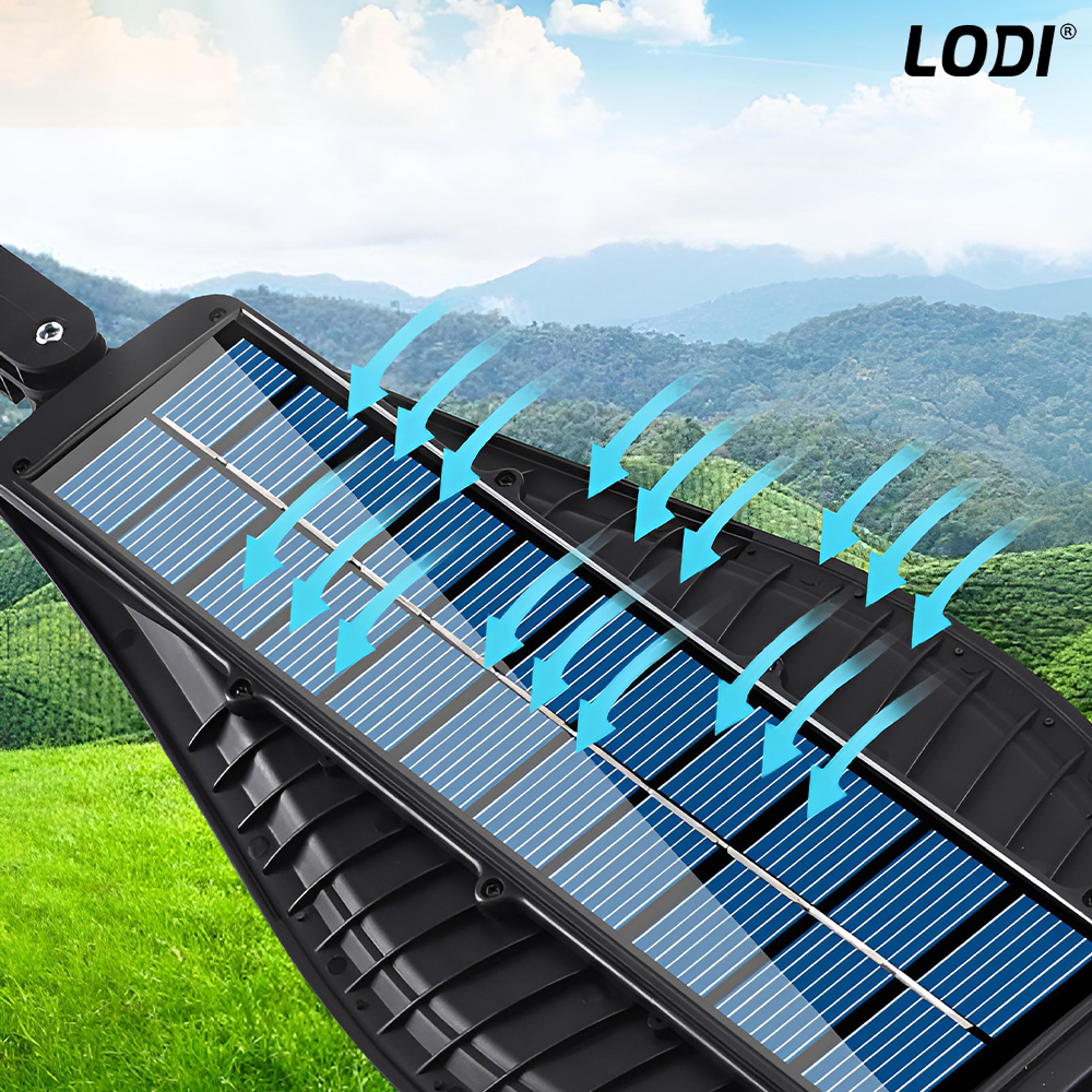 Lampa Solara Stradala 6 LED-uri Lodi870, rotunda, control prin telecomanda, senzor de miscare, 3 moduri de iluminare, protectie IP65, Waterproof, exterior, negru