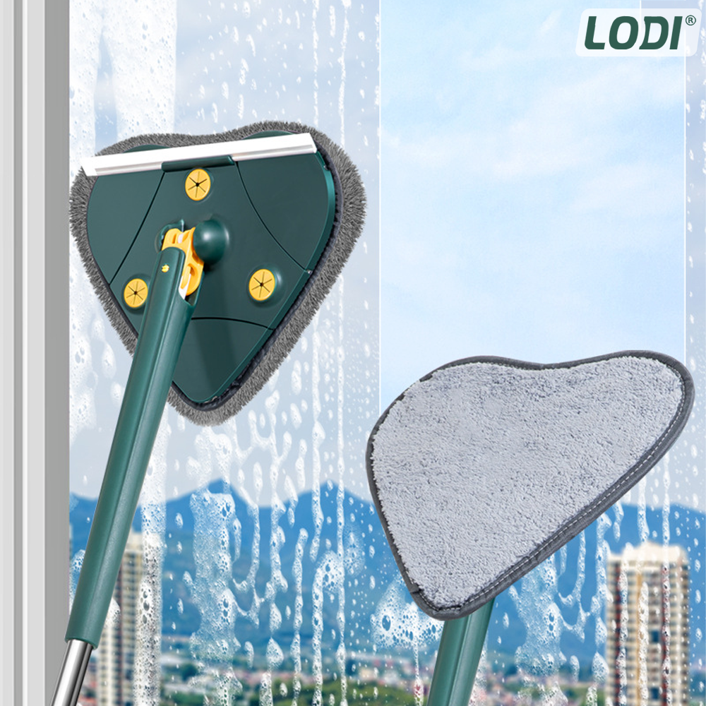 Mop cu Cap in Forma de Inima Lodi1158, rotire 360 grade, telescopic, curatare usoara, 127 cm, verde/galben