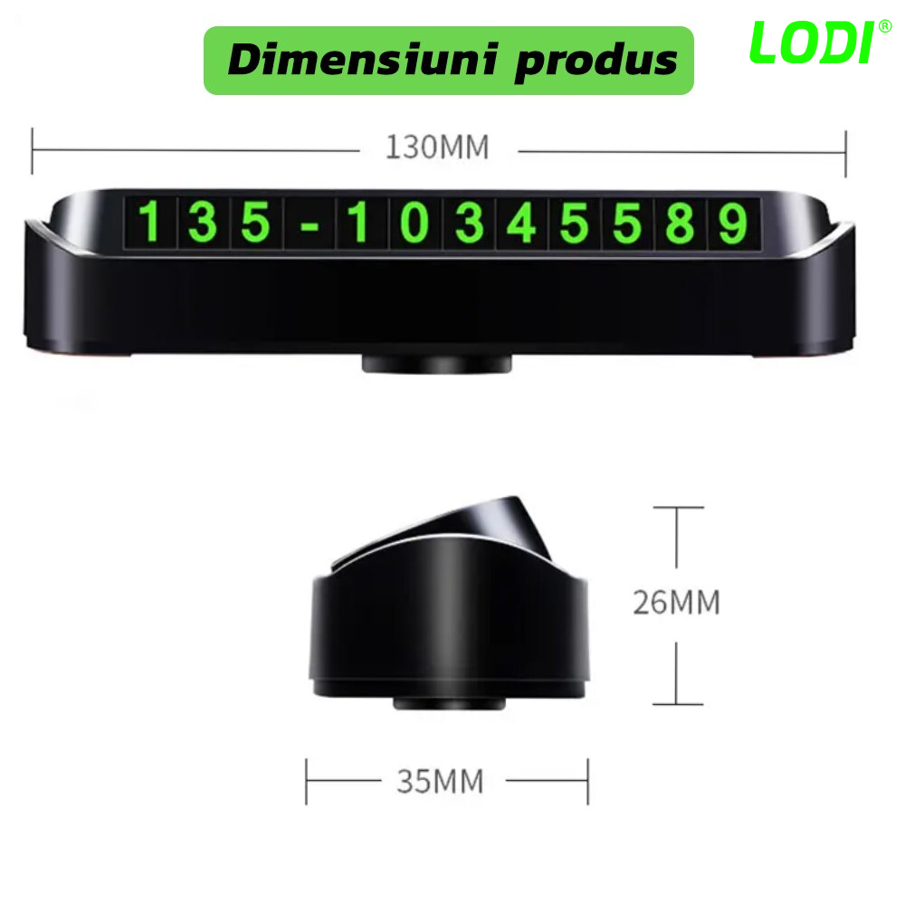 Suport Auto pentru Numarul de Telefon Lodi38, stickere magnetice, adeziv puternic, dimensiuni reduse, negru