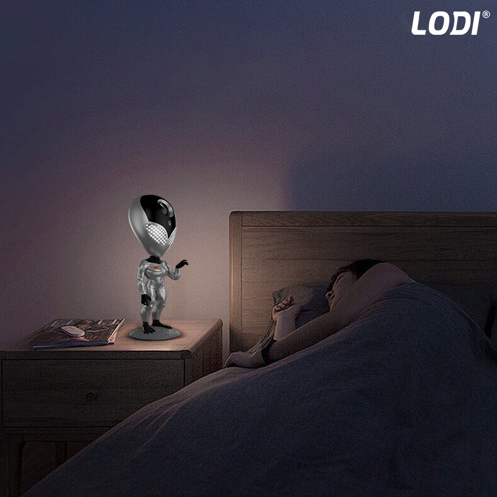 Proiector de Lumini Lodi545, tip extraterestru, cu telecomanda si timer pentru durata de iluminare, 8 moduri de proiectie, rotire 360 de grade, ajustare luminozitate, gri
