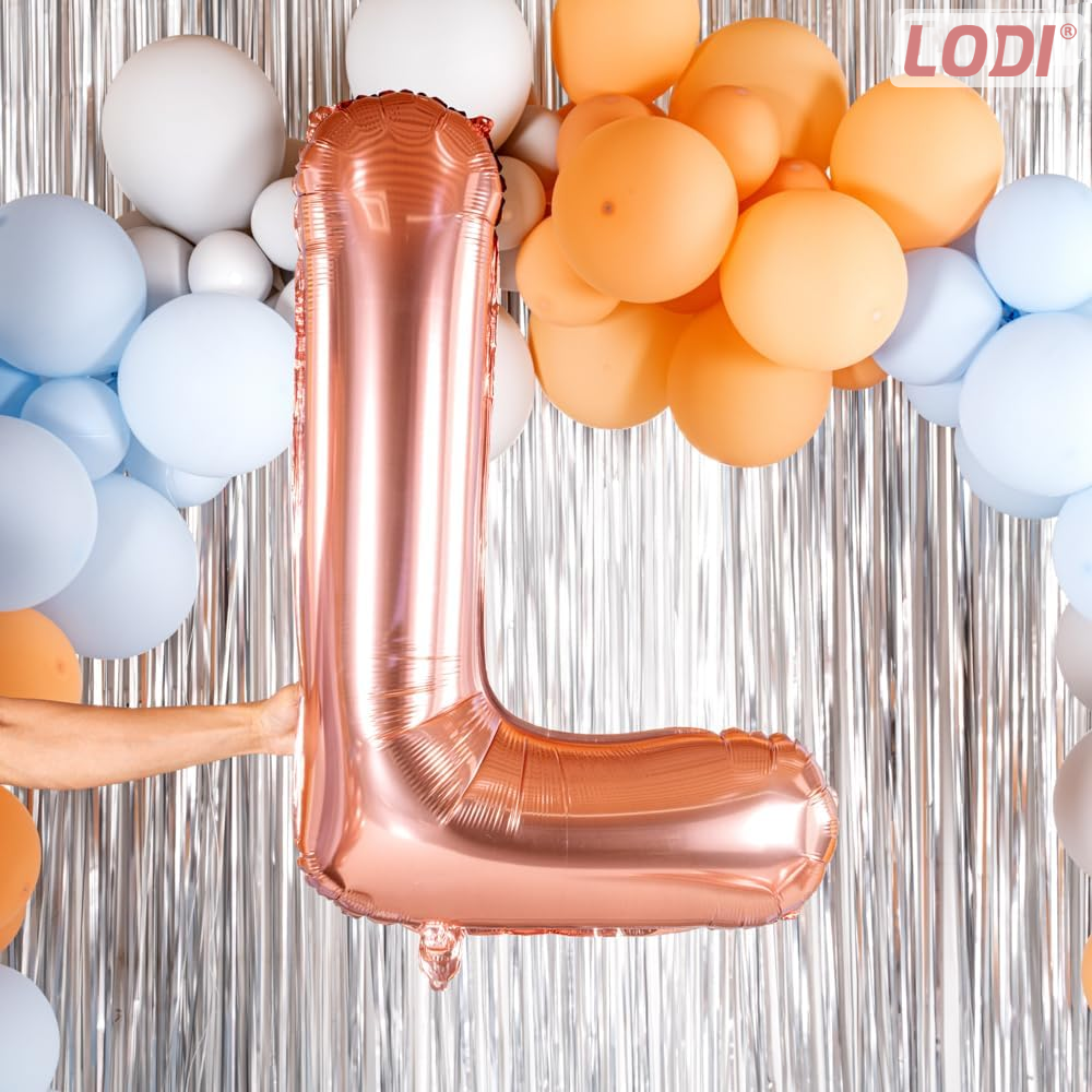 Balon in Forma de Litera L Lodi1472, metalizat, pentru Petreceri/Aniversari/Evenimente, rezistent, folie, rose gold, 40 cm