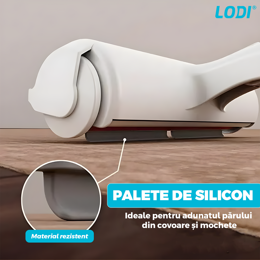 Perie Curatare Par Lodi1520, reutilizabila, universala, pentru orice suprafata inclusiv hainele, curata parul de animale si scamele, compartiment de depozitare a parului, albastru